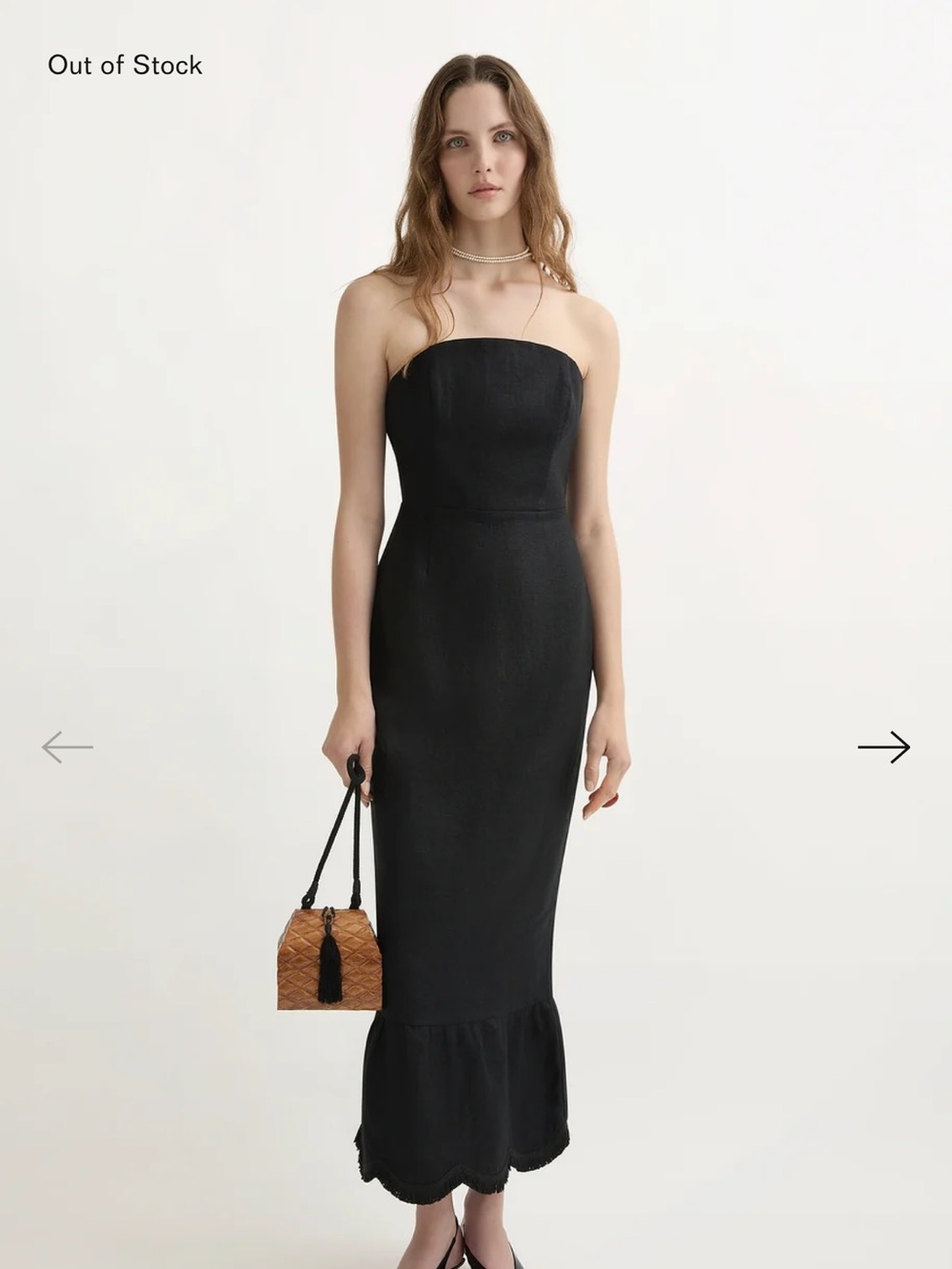 NWT Posse Essie Strapless Black Midi Dress 💯 linen xs